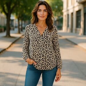Old Navy Cheetah Print Blouse‎ size S